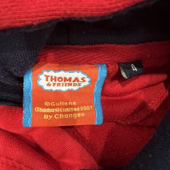 Thomas & Friends Toddler 4 Red Embroidered Hoodie Train Pullover - Picture 3 of 5